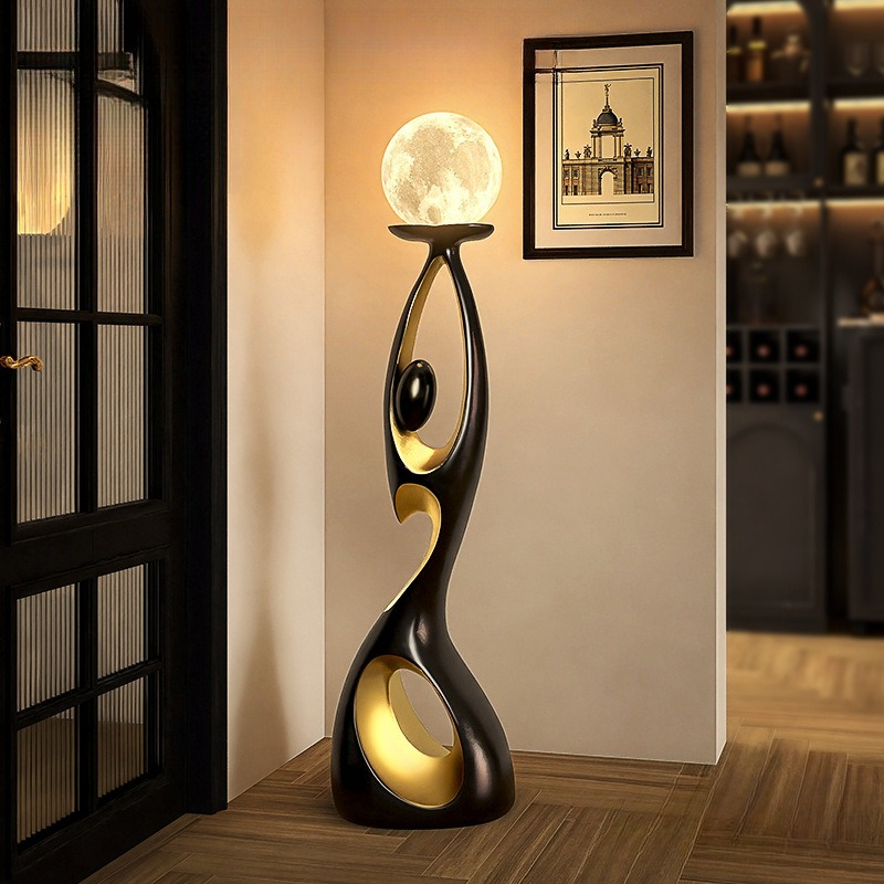 Resin Art Floor Design - โคมไฟตั้งพื้นเรซิ่นดีไซน์อิตาลี ของตกแต่งห้องนั่งเล่น ข้างโซฟา คาเฟ่ ห้องนอน บรรยากาศวินเทจ