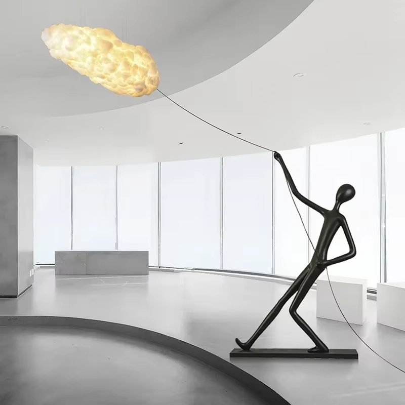 Resin Art Floor Design - ประติมากรรมตัวอักษรเรซิ่น LED โคมไฟชั้น Cloud Art Design
