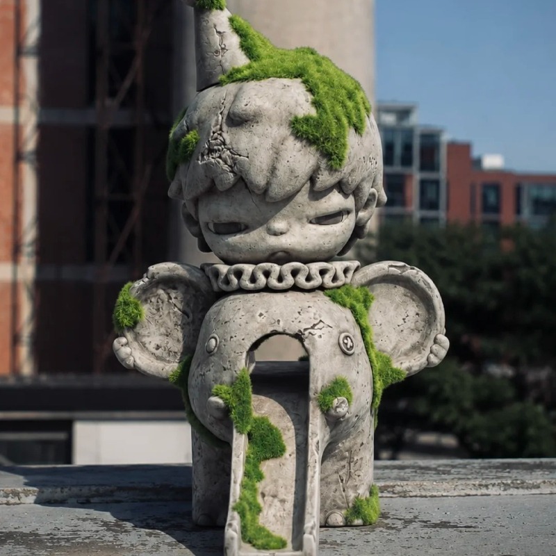 Resin Art Sculptures - POP MART ฮิโรโนะ ช้างสไลด์ งานประติมากรรมเรซิ่น ตกแต่งด้วยมอส