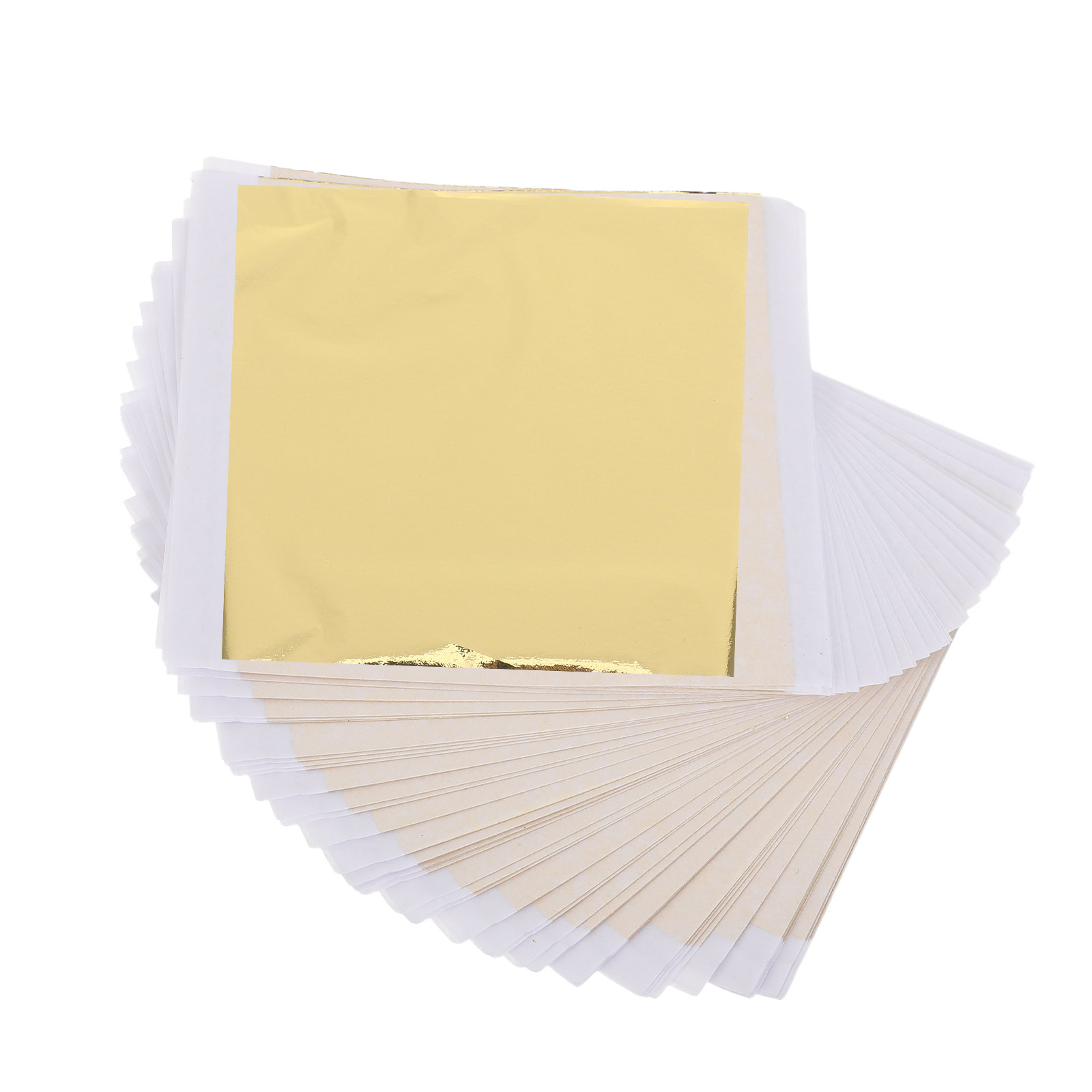 Gold Leaf Foil - 50 แผ่น ขนาด 8x8.5 ซม. กระดาษฟอยล์สีทองเลียนแบบใบไม้เงางาม