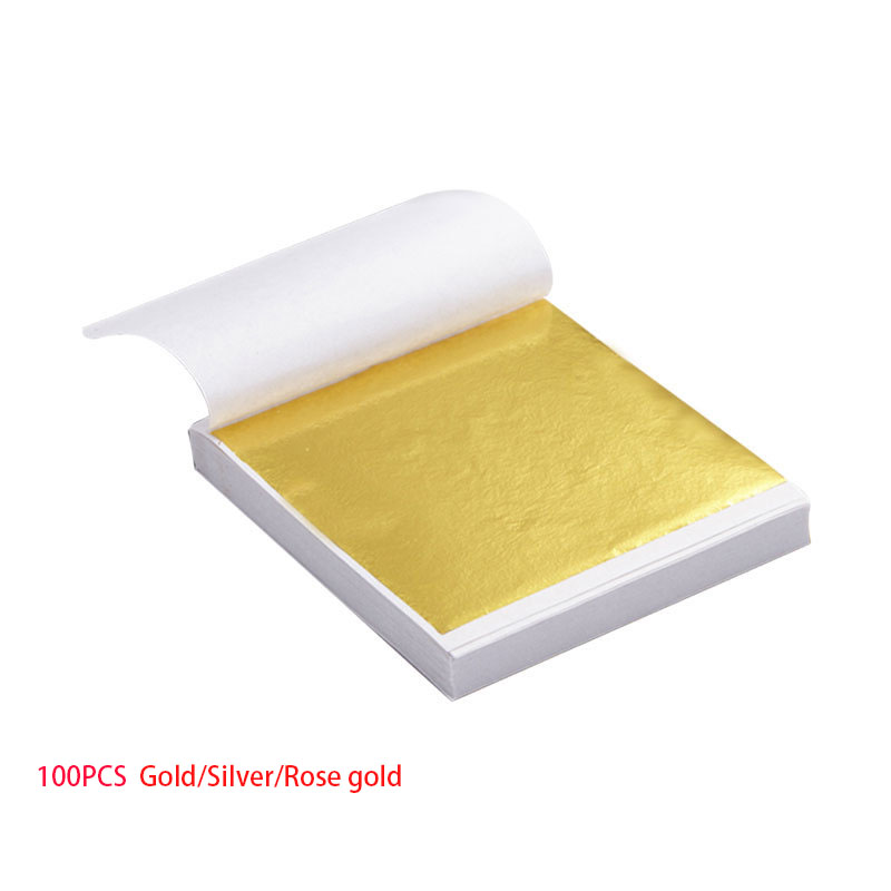 Gold Leaf Foil - 100pcs Art CRAFT Design กระดาษแผ่นปฏิบัติ PURE