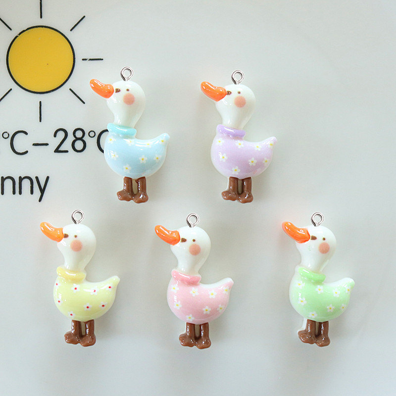 Resin Art Earrings Material - ตุ๊กตาเป็ดเรซิ่นเคลือบเงาแบบมีกลิตเตอร์น่ารัก 10 ชิ้น สำหรับงาน DIY เครื่องประดับเรืองแสง