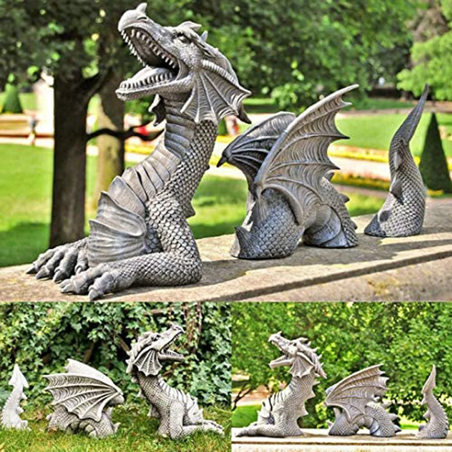 Resin Art Sculptures - รูปปั้นมังกรเรซินประติมากรรมสนามหญ้าขนาดยักษ์รูปปั้นโกธิคแฟนตาซีศิลปะสวนลานบ้านเครื่องมืออุปกรณ์ประดับตกแต่งสวน