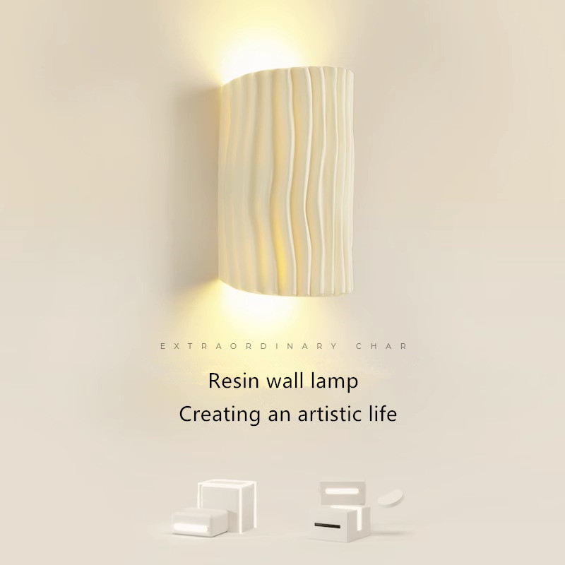 Background Resin Art - โคมไฟติดผนัง LED สไตล์วินเทจ สำหรับห้องนั่งเล่น ห้องนอน ข้างเตียง