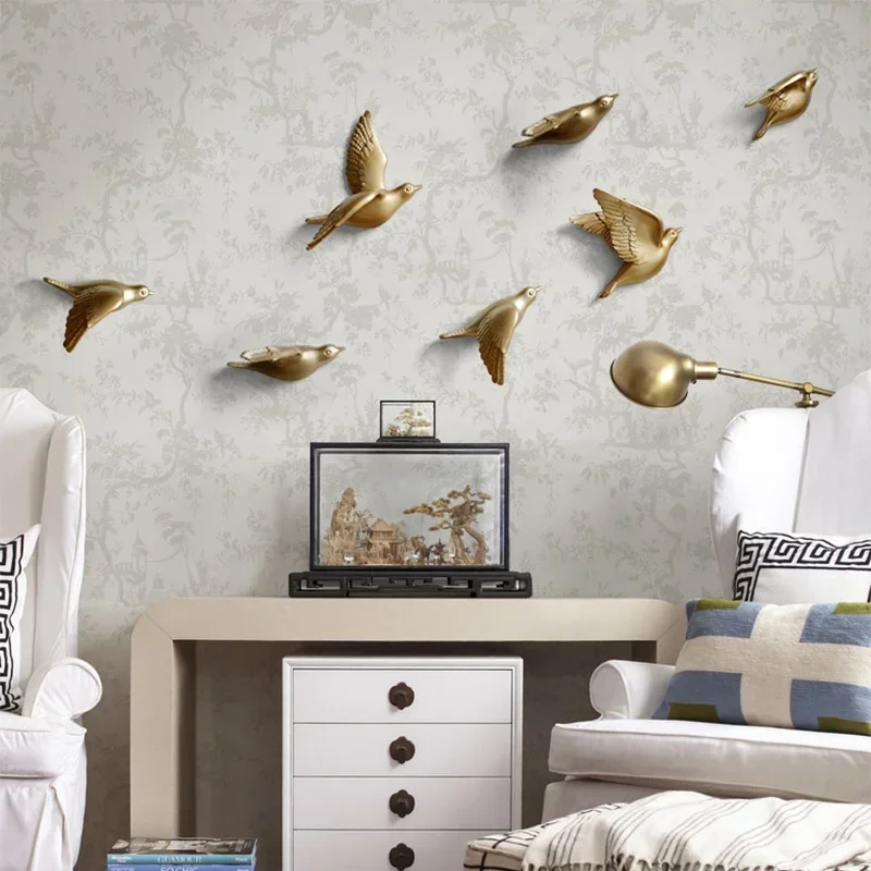 Background Resin Art - ยุโรปเรซิ่นนกแขวนผนัง Pigeon หัตถกรรมตกแต่งบ้านห้องนั่งเล่นโซฟาทีวีพื้นหลัง 3D สติ๊กเกอร์ติดผนังเครื่องประดับ Art