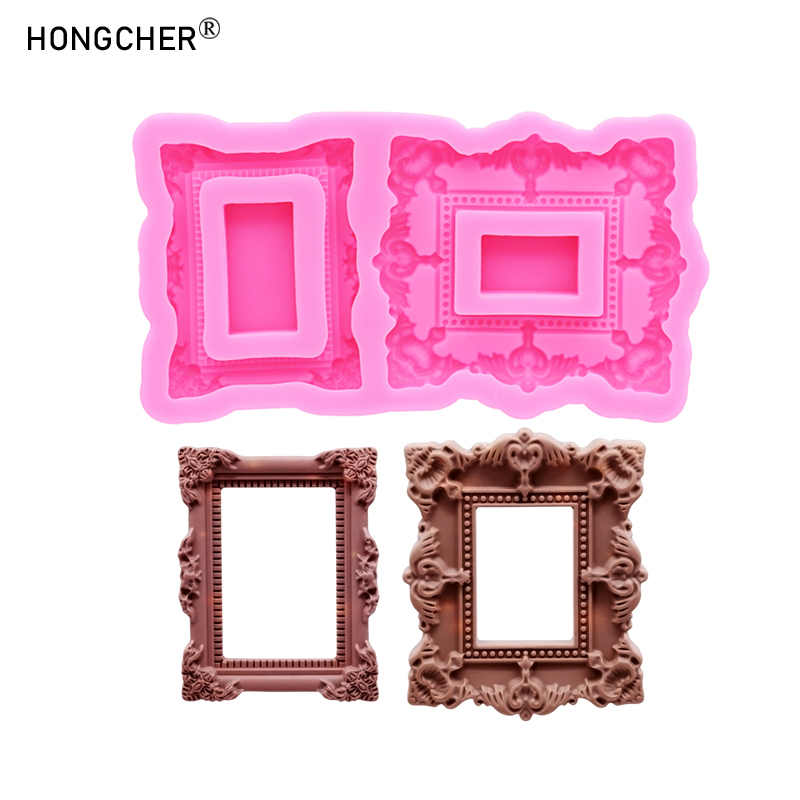 Resin Art Mould - แม่พิมพ์ซิลิโคนรูปกรอบรูปเล็กสไตล์ยุโรป สำหรับทำขนมเค้กช็อกโกแลต ตกแต่งขนมหวาน DIY แม่พิมพ์เรซิ่นรูปกรอบรูป