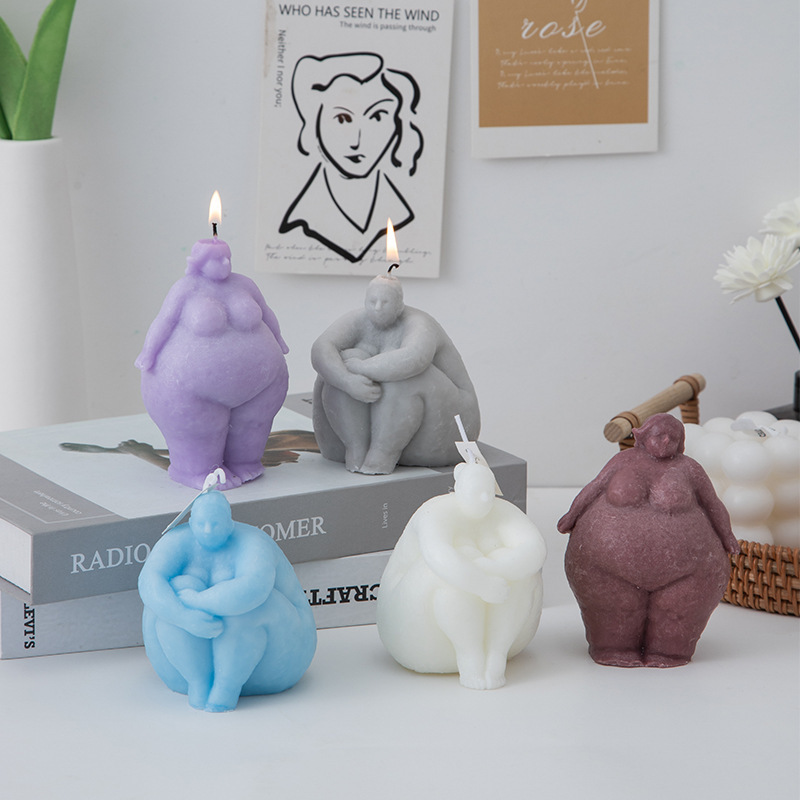 Resin Art Sculptures - 3D ผู้หญิงอ้วน/ชายภาพเทียนแม่พิมพ์ซิลิโคน DIY บทคัดย่อ Human Body