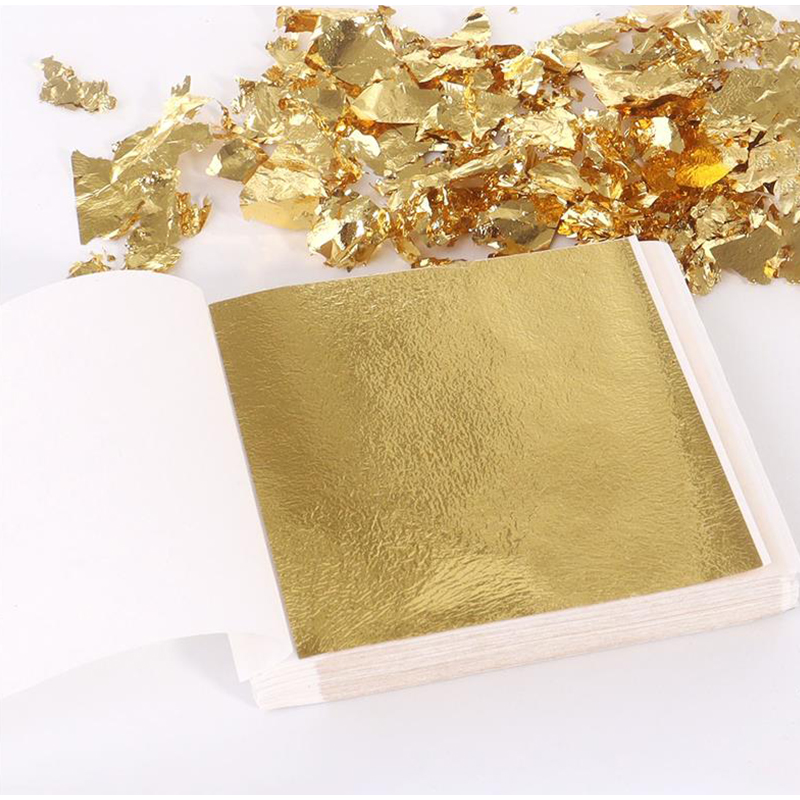 Gold Leaf Foil - แผ่นทองคำเปลว 200 ชิ้น แผ่นฟอยล์เคลือบทอง แผ่นทองคำเลียนแบบ สำหรับงาน