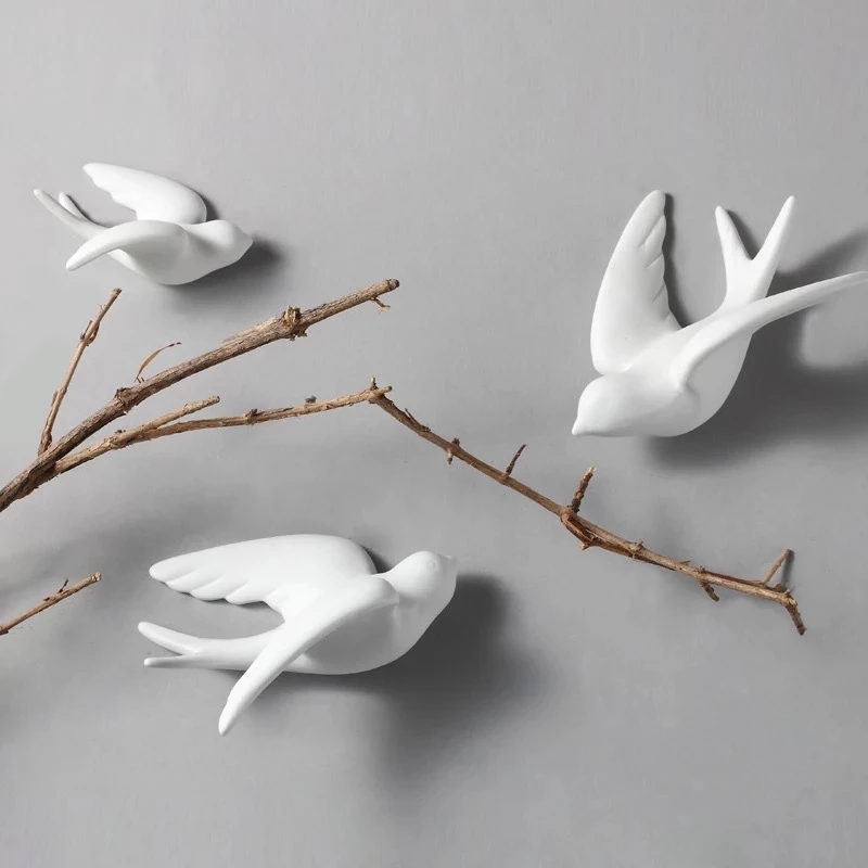 Background Resin Art - เซรามิคสร้างสรรค์นกแขวนผนัง Pigeon หัตถกรรมบ้านห้องรับแขกโซฟาทีวีพื้นหลัง 3D ภาพจิตรกรรมฝาผนังเครื่องประดับ Art