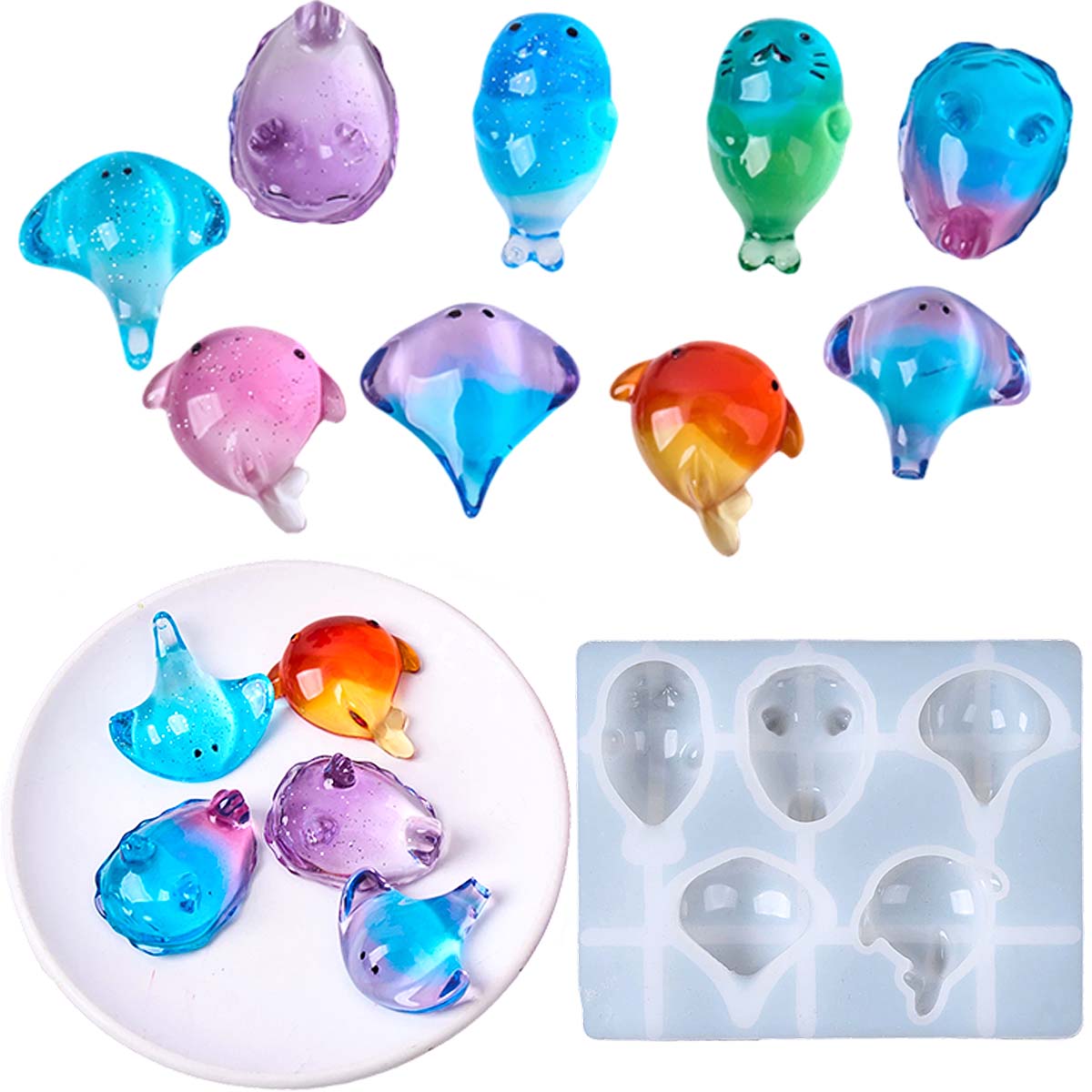 Resin Art Mould - แม่พิมพ์ซิลิโคนรูปปลากระเบน 3 มิติ สไตล์น่ารัก สำหรับทำพวงกุญแจ จี้กระเป๋า
