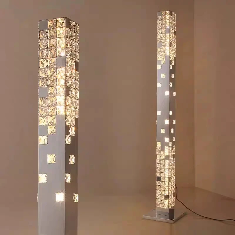 Resin Art Floor Design - โคมไฟตั้งพื้นคริสตัล LED ดีไซน์เรียบง่าย สไตล์โมเดิร์น สำหรับตกแต่งบ้าน