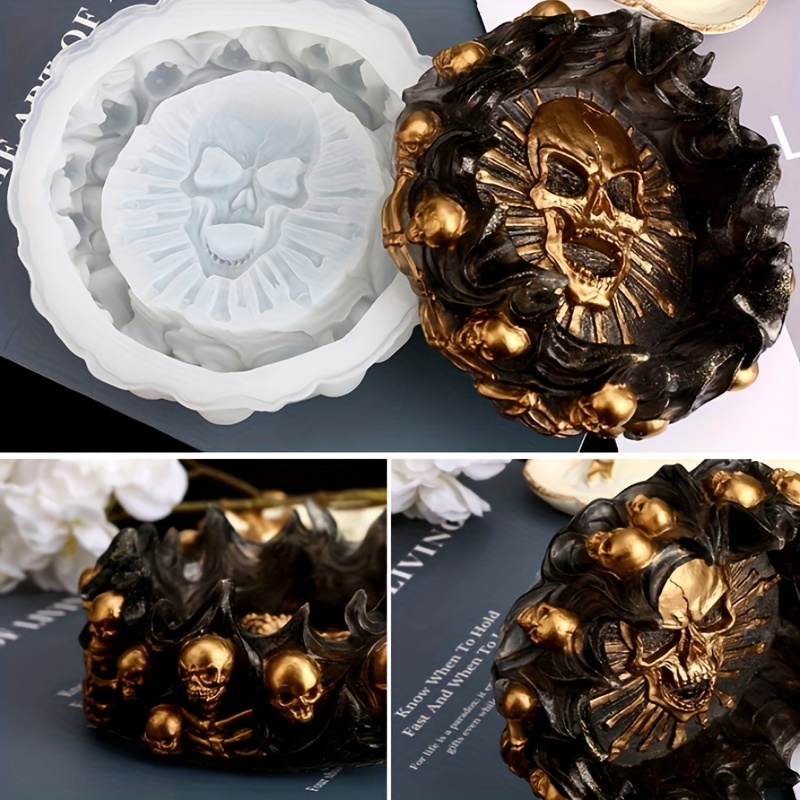 Resin Art Mould - แม่พิมพ์ที่เขี่ยบุหรี่, แม่พิมพ์เรซิ่นอีพ็อกซี่รูปหัวกะโหลกสำหรับงาน DIY, แม่พิมพ์สำหรับเก็บเครื่องประดับ, สำหรับงานปาร์ตี้, ของตกแต่งบ้าน,