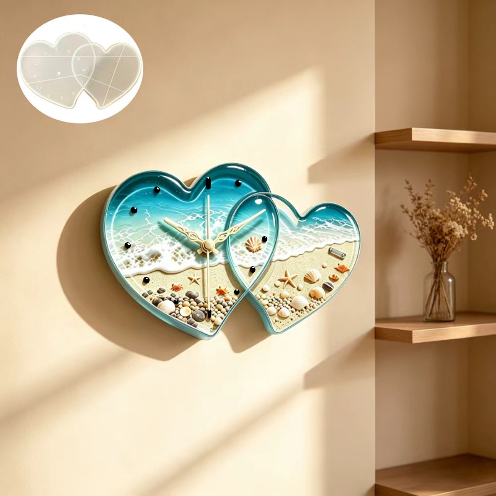 Resin Art Mould - แม่พิมพ์เรซิ่นรูปหัวใจนาฬิกา แม่พิมพ์ซิลิโคนเรซิ่นรูปหัวใจนาฬิกา ของขวัญวันคริสต์มาสและวันวาเลนไทน์