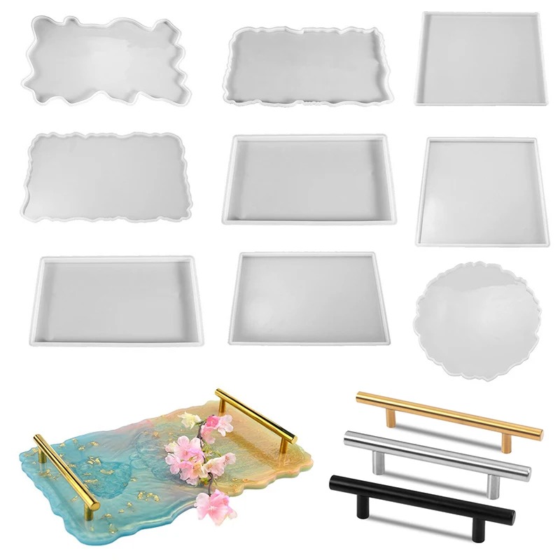 Resin Art Mould - ถาดอีพ็อกซี่เรซินแม่พิมพ์ซิลิโคน DIY สี่เหลี่ยมผืนผ้าขนาดใหญ่ชา Coaster เรซินแม่พิมพ์สําหรับตกแต่งบ้านหัตถกรรมอุปกรณ์ศิลปะ