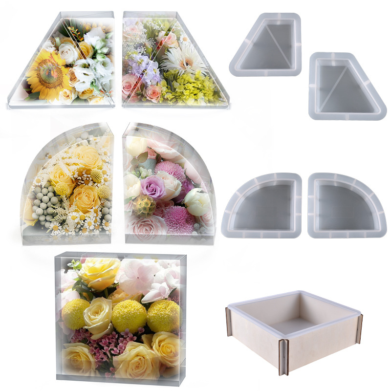 Resin Art Made Simple Book - DIY คริสตัลเรซิ่นแม่พิมพ์ขนาดใหญ่ Trapezoidal สแควร์ Book Stall