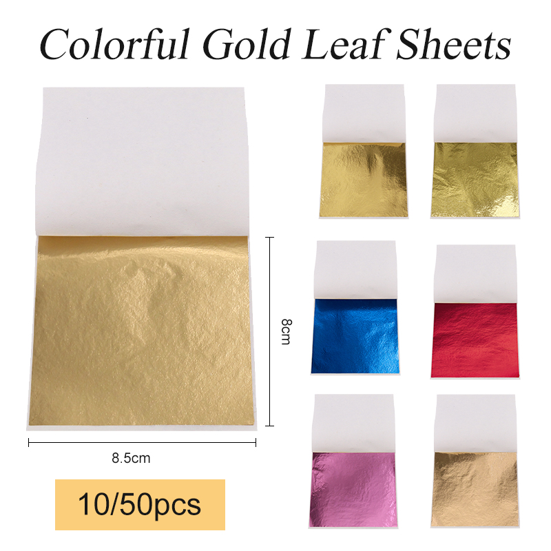 Gold Leaf Foil - 8x8.5 ซม.ไต้หวันเลียนแบบ Gold Leaf แผ่นทองแดงกระดาษฟอยล์สําหรับ Gilding