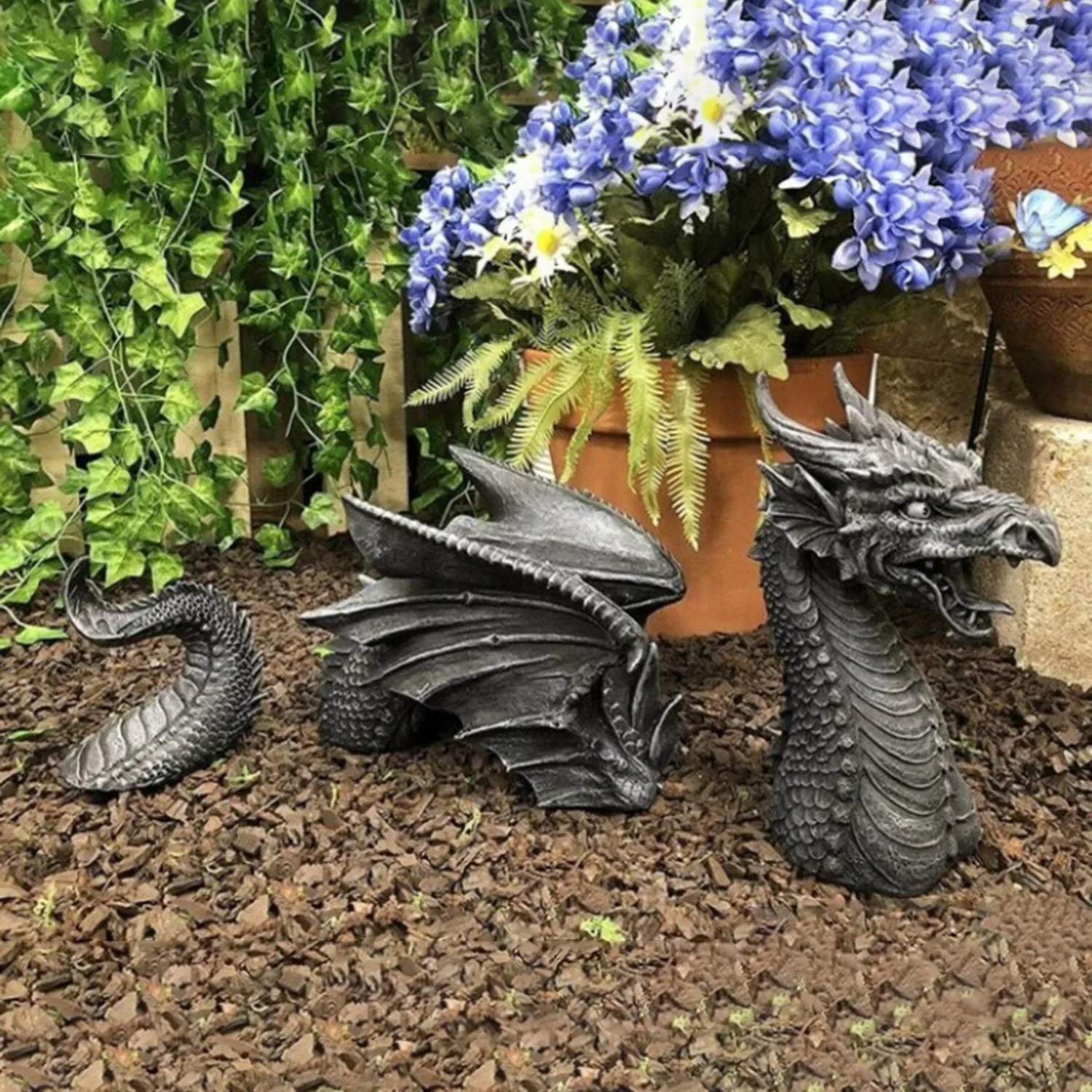 รูปปั้นมังกรเรซินประติมากรรมสน - Resin Art Sculptures บทวิจารณ์และราคา
