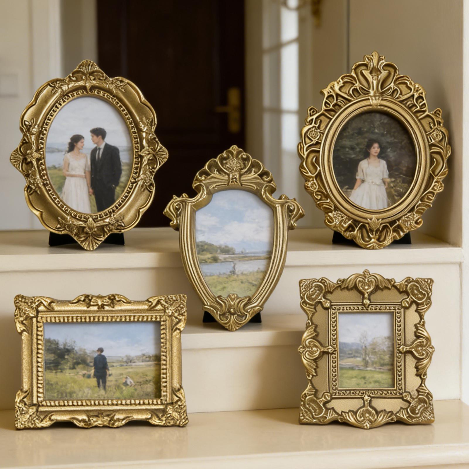 กรอบรูปวินเทจสีทอง 5/9 ชิ้น ขอ - Background Resin Art บทวิจารณ์และราคา