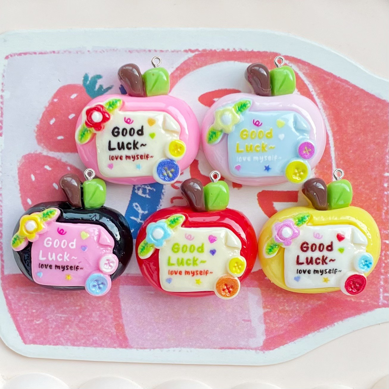 จี้เรซิ่นรูปแอปเปิ้ลสีแดงนำโชค - Resin Art Earrings Material บทวิจารณ์และราคา