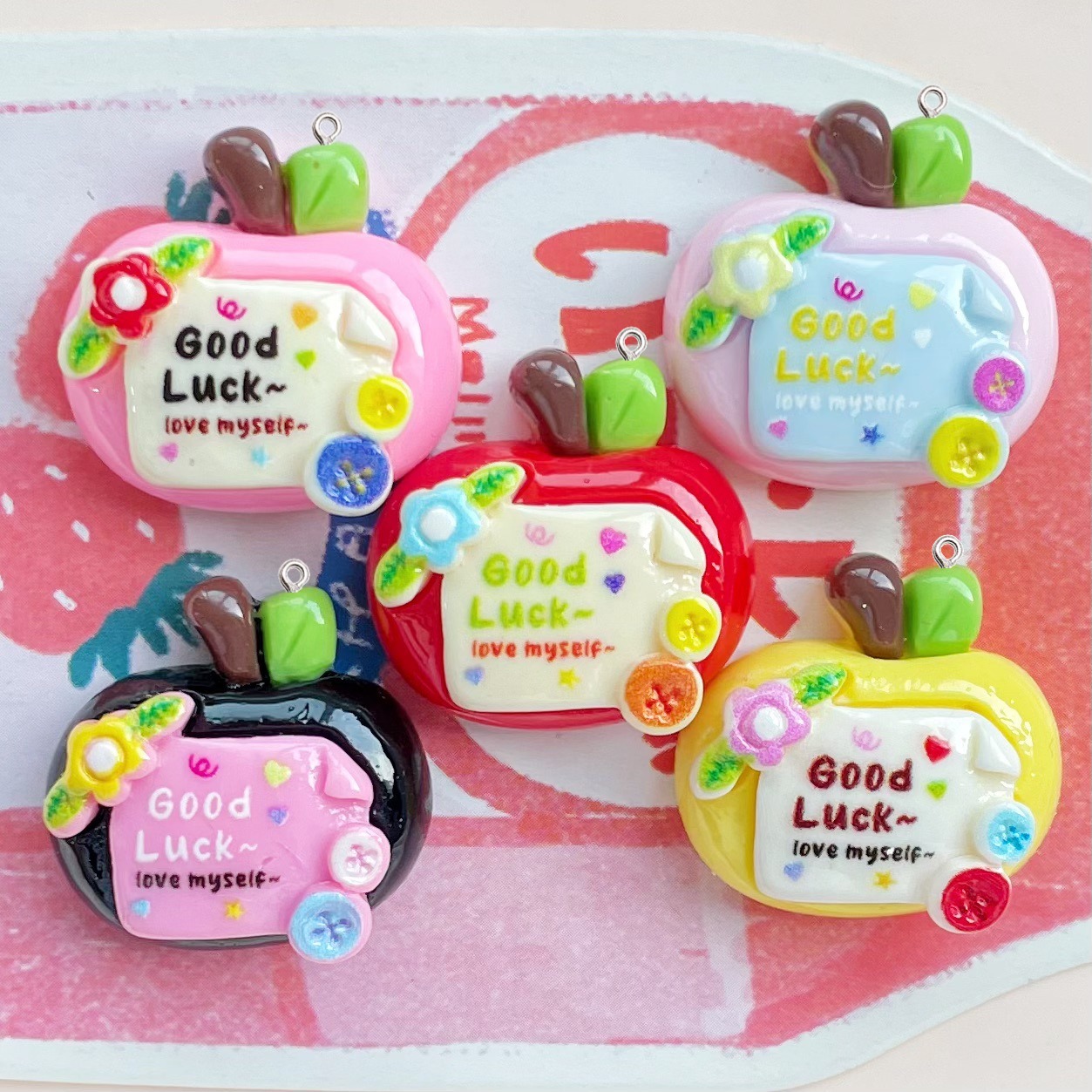 จี้เรซิ่นรูปแอปเปิ้ลสีแดงนำโชค - Resin Art Earrings Material บทวิจารณ์และราคา