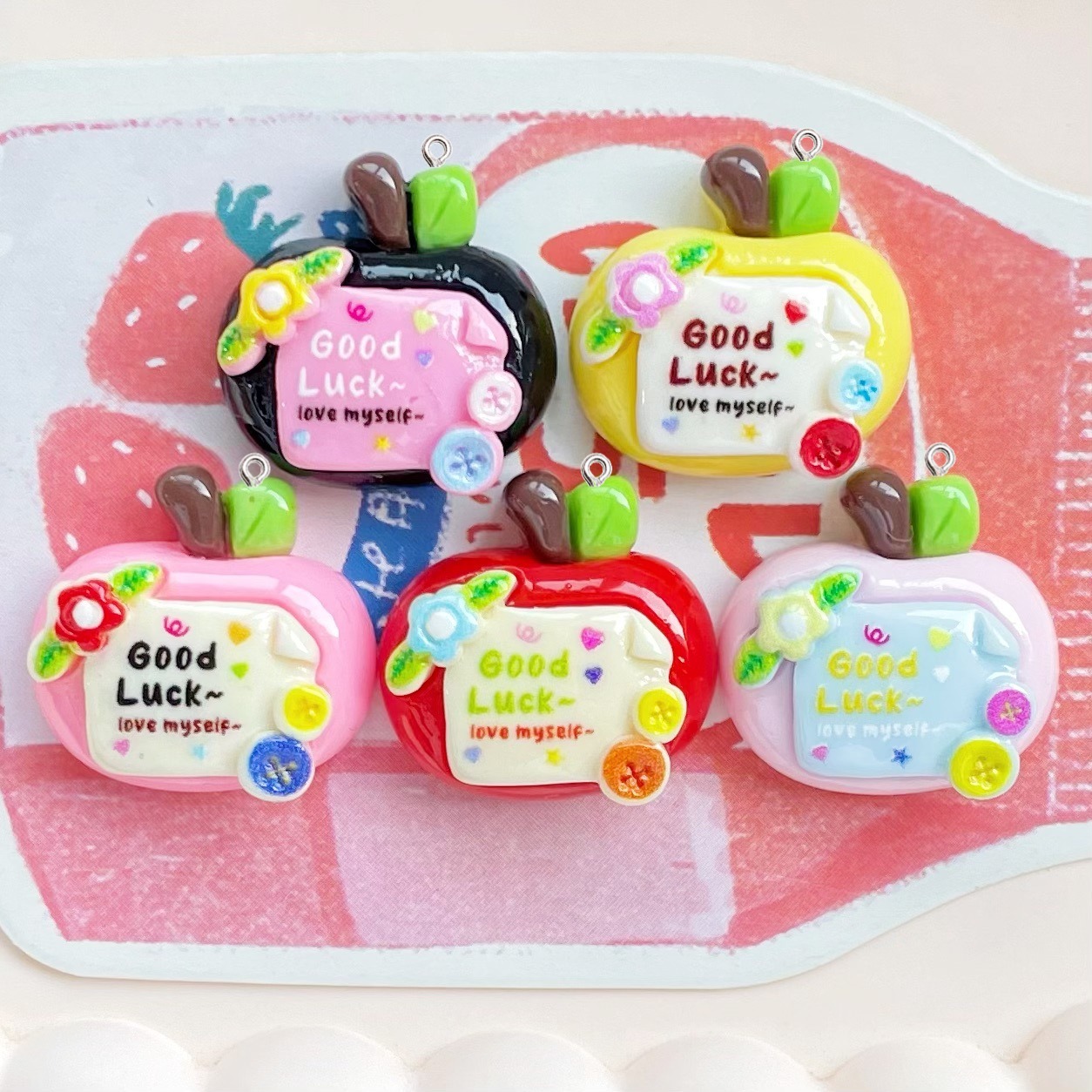 จี้เรซิ่นรูปแอปเปิ้ลสีแดงนำโชค - Resin Art Earrings Material บทวิจารณ์และราคา
