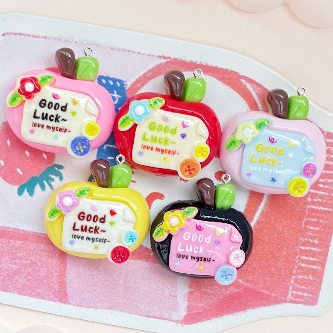 จี้เรซิ่นรูปแอปเปิ้ลสีแดงนำโชค - Resin Art Earrings Material บทวิจารณ์และราคา