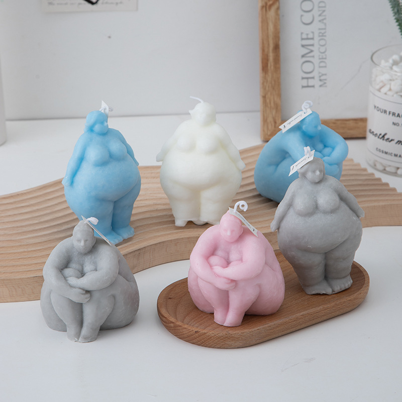 3D ผู้หญิงอ้วน/ชายภาพเทียนแม่พ - Resin Art Sculptures บทวิจารณ์และราคา
