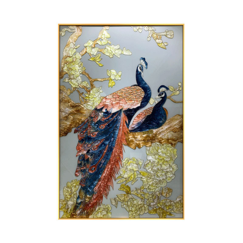 ภาพวาดติดผนังรูปนกยูงคู่ งานศิ - Background Resin Art บทวิจารณ์และราคา