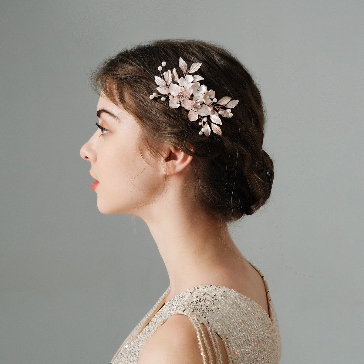 Elegant ดอกไม้ผมคลิป Rose Gold - Gold Leaf Foil บทวิจารณ์และราคา